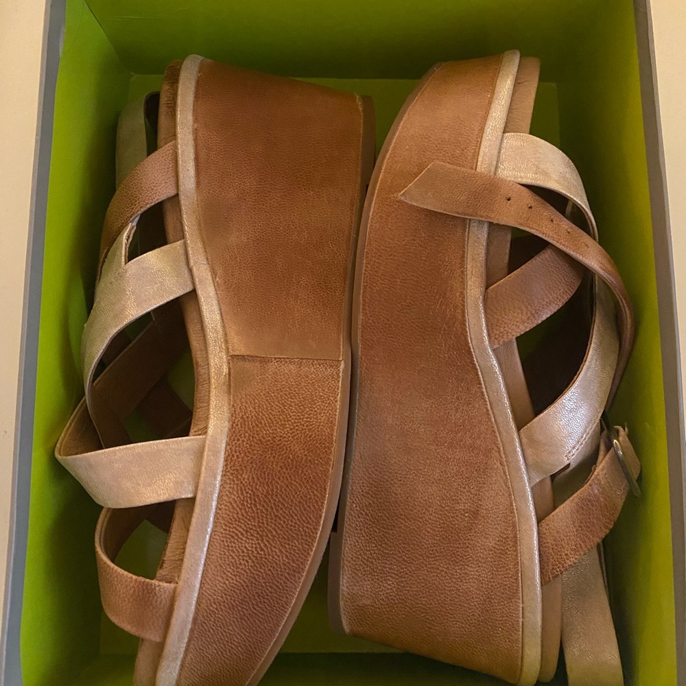 Antelope ‘Ellis’ Taupe Leather Wedge Sandals